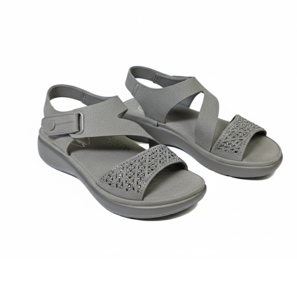 SIKETU StarLuxe Knit Wedge Sandals –Grey Elegance Edition